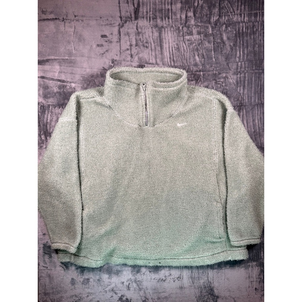Nike Fleece Pullover Womens Plus 3X Green Sportswear Sherpa Quarter Zip Swoosh